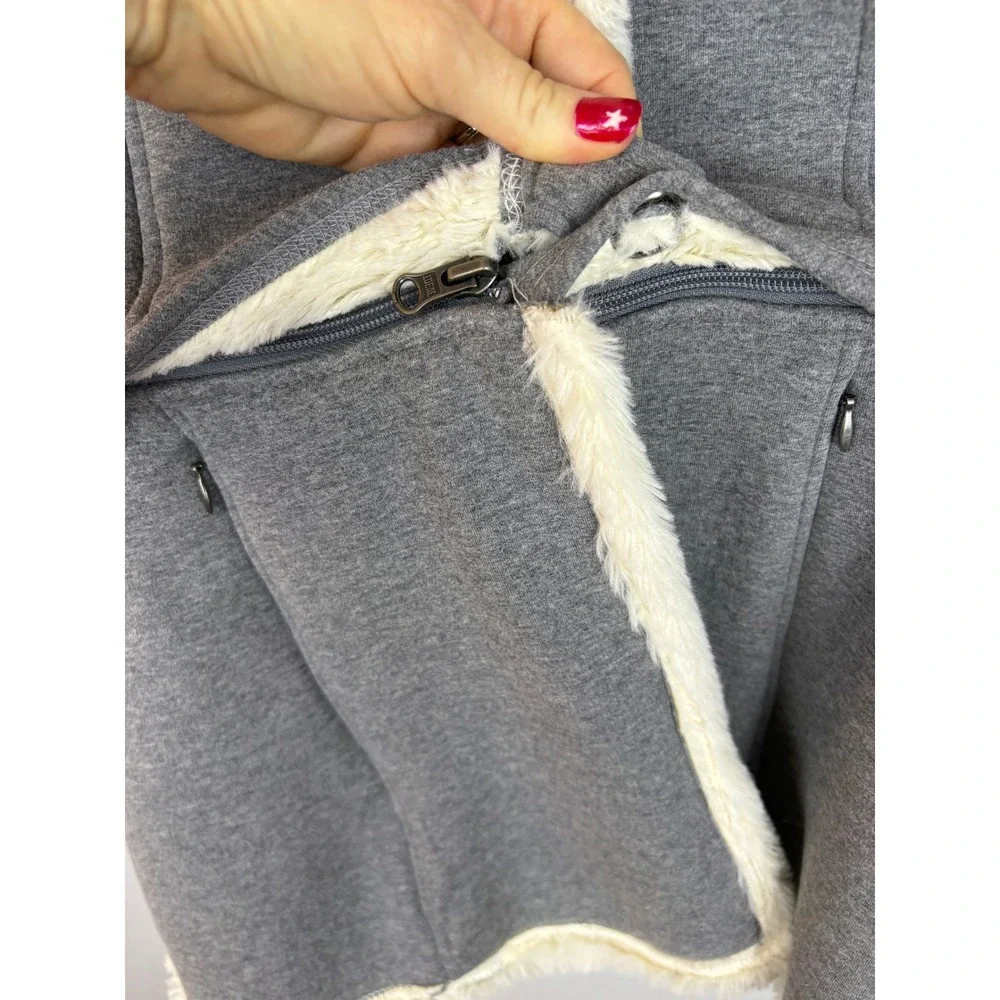 Athleta Womens Grey Convertible Faux Fur Lined 2-in-1 Jacket Coat Small - Picture 6 of 9